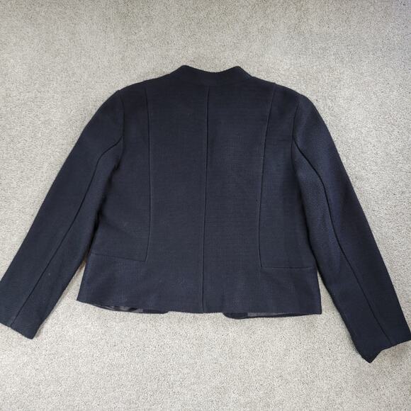 Gap Womens Textured Jacket Blazer 18 Black Fully Lined Open Front Zipper Pockets - Picture 7 of 16
